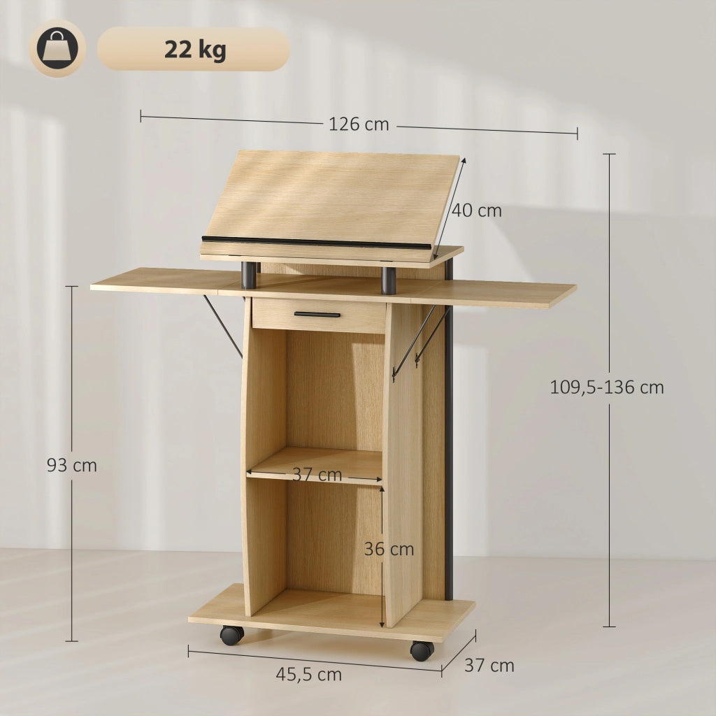 Scrivania con cassetto e scaffali ¨C zephmum ¨C Eichenoptik