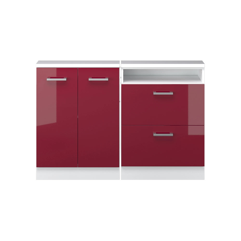 Set di mobili sottotetto Rion Rosso lucido/Bianco Set di 2 Vicco