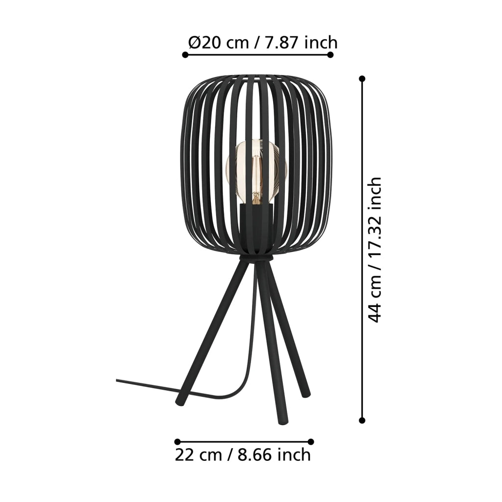 Lampada Da Tavolo Minimal Romazzina Acciaio Nero 1 Luce E27
