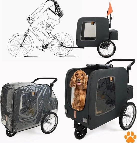 Carriolo per cani 3 in 1 - Carriolo per cani - Carrello per spesa - Nero