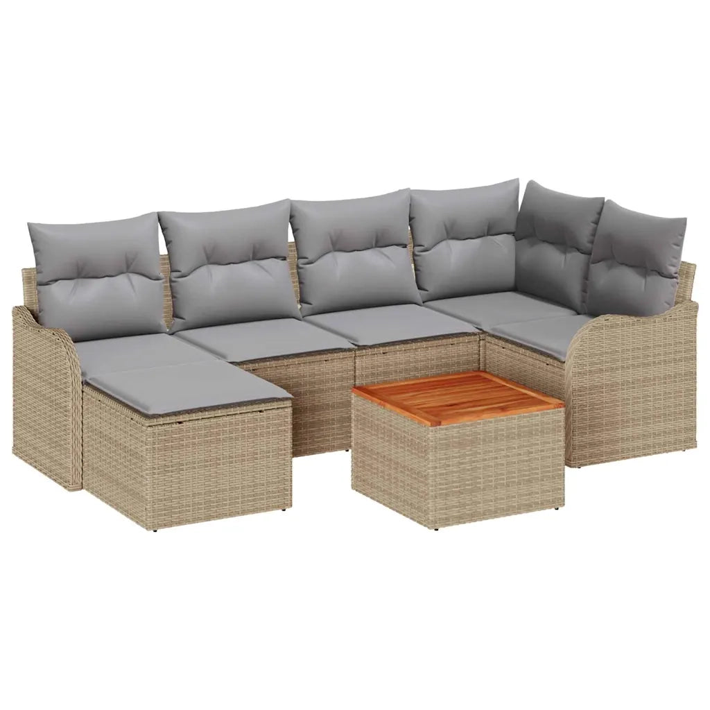 Set Divano da Giardino 7 pcs Beige e Grigio Chiaro polyrattan 3356145
