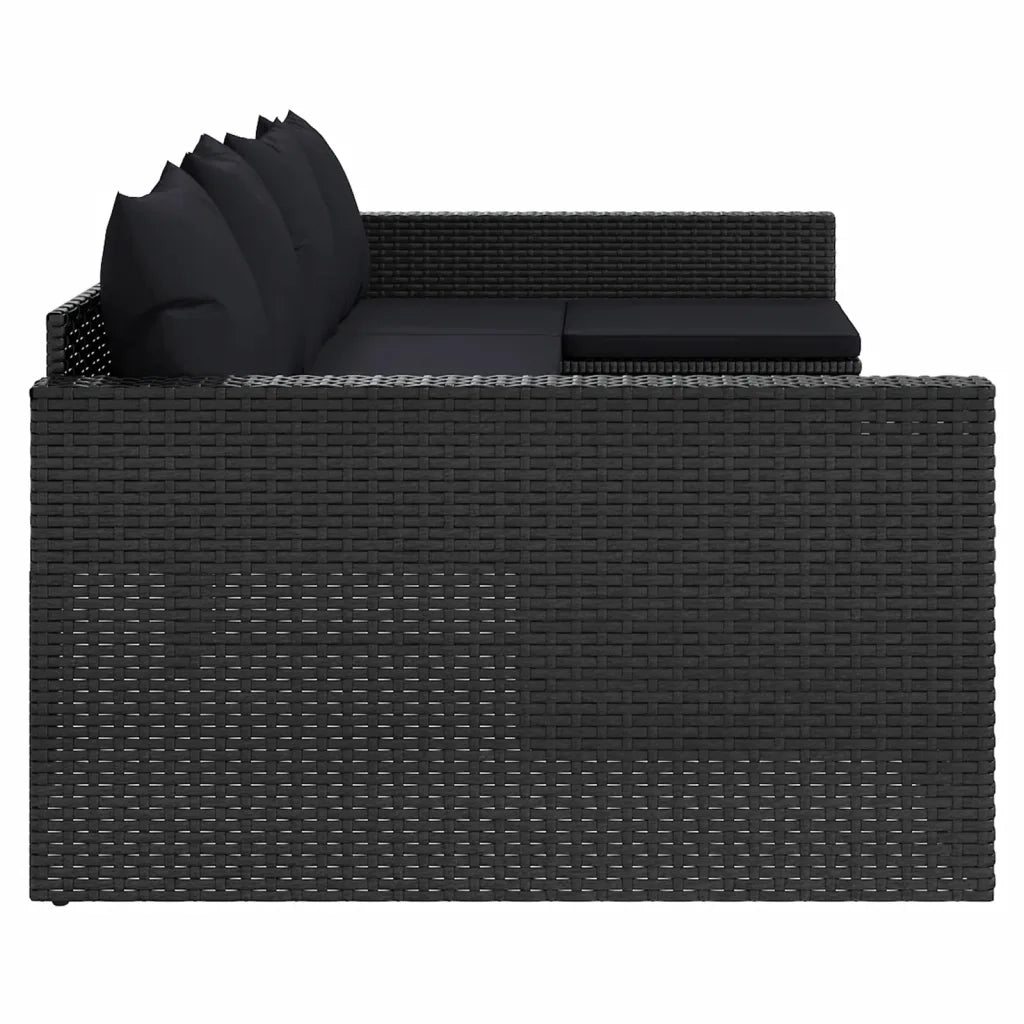 Set da Giardino 2 pz con Cuscini Nero in Polyrattan 362345