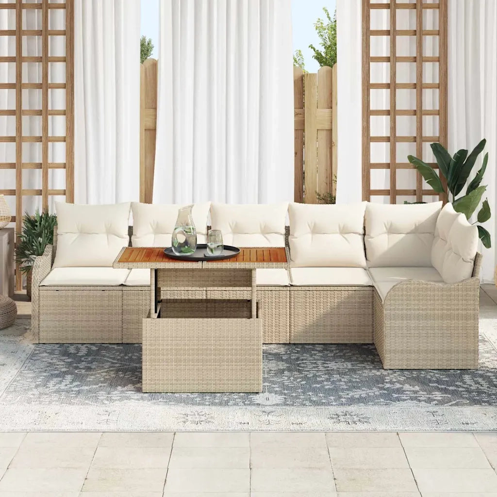 Set Divano da Giardino 7 pcs Beige Poly Rattan 3358206