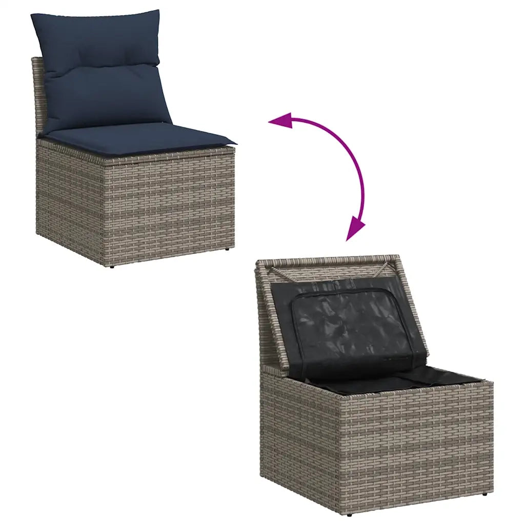Set Divani Giardino 8 pz con Cuscini Grigio Polyrattan 3327871