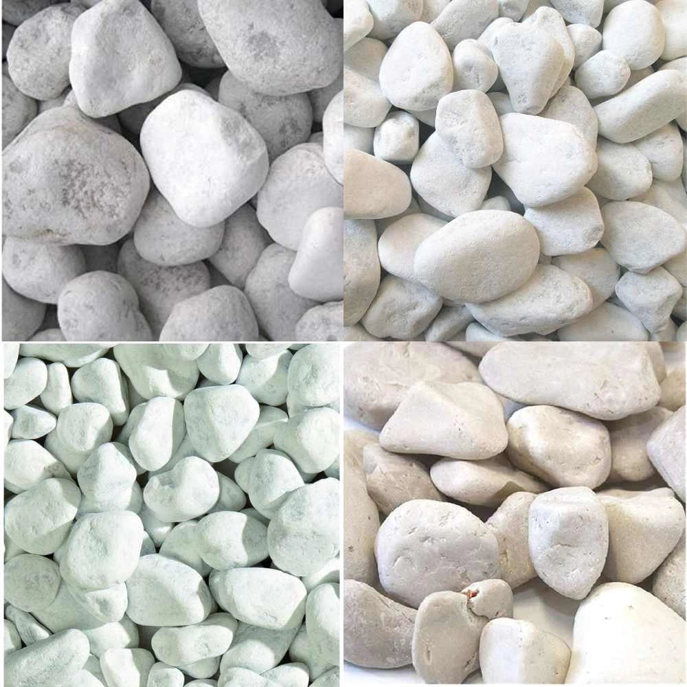 Ciottoli bianco valle d'itria pietre naturali decorativi giardini aiuole vasi *** misura 40/60, formato 25 kg, confez...