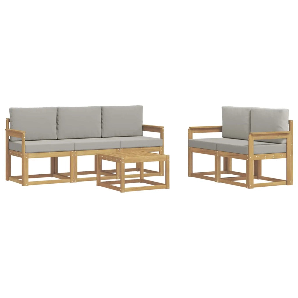 Set di divani da esterno 6 pz Bianco e Grigio Chiaro Poliestere 3387235