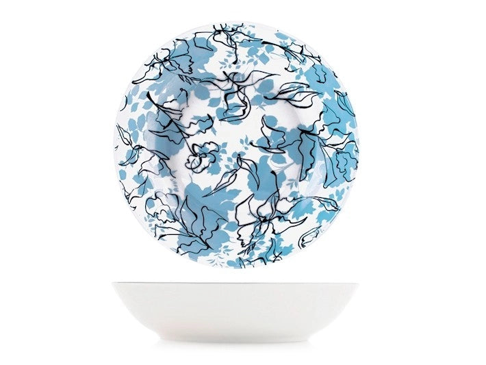 Servizio 18 pezzi tavola celestial in porcellana decorata forma coupe