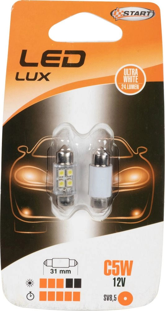 Lampadine siluro auto 6 Led 12V 1,5W due pezzi 31 mm