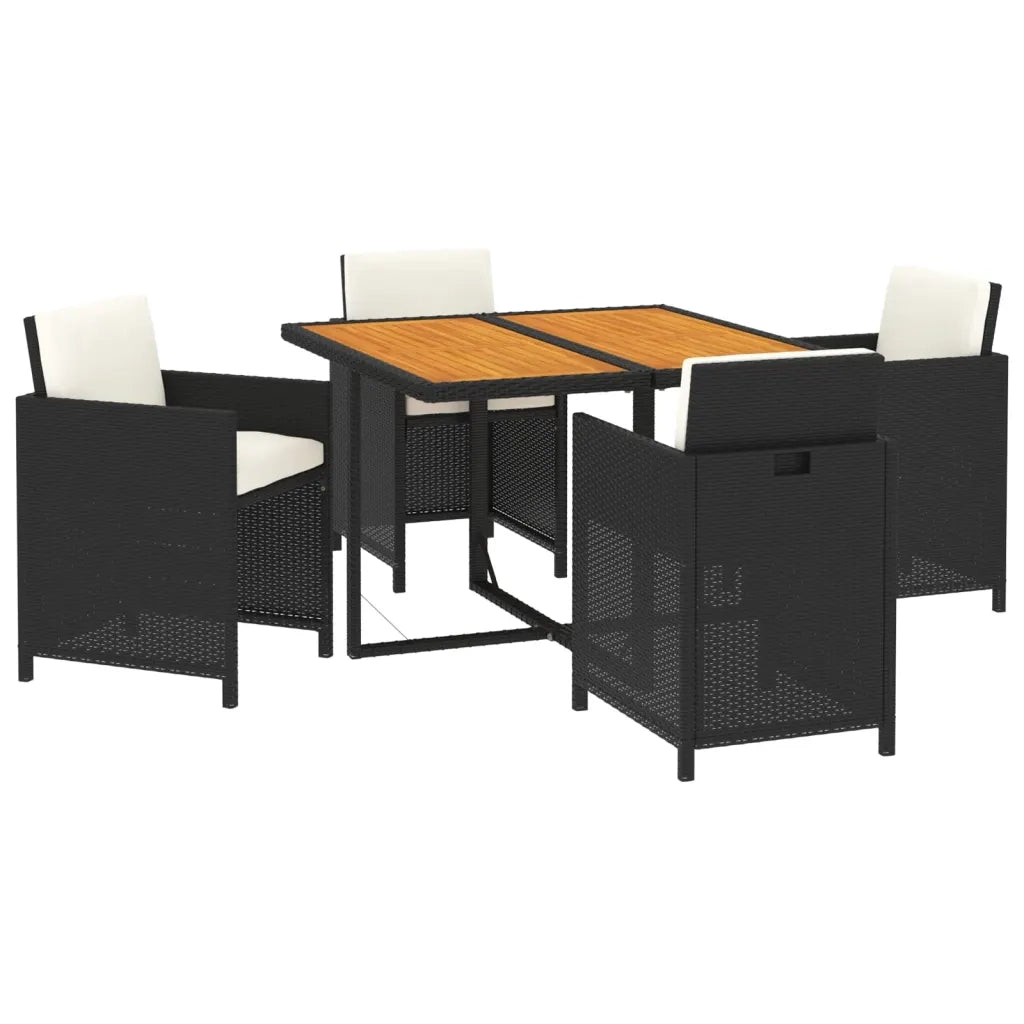 Set da Pranzo da Giardino 5 pz con Cuscini in Polyrattan Nero 3095518