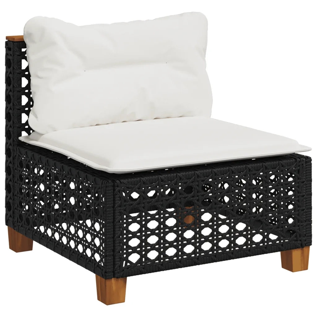 Set Divani da Giardino 5 pz con Cuscini in Polyrattan Nero 3261806