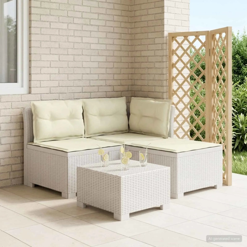 Divano da giardino 3 posti con cuscini in look rattan PP Bianco 8011912