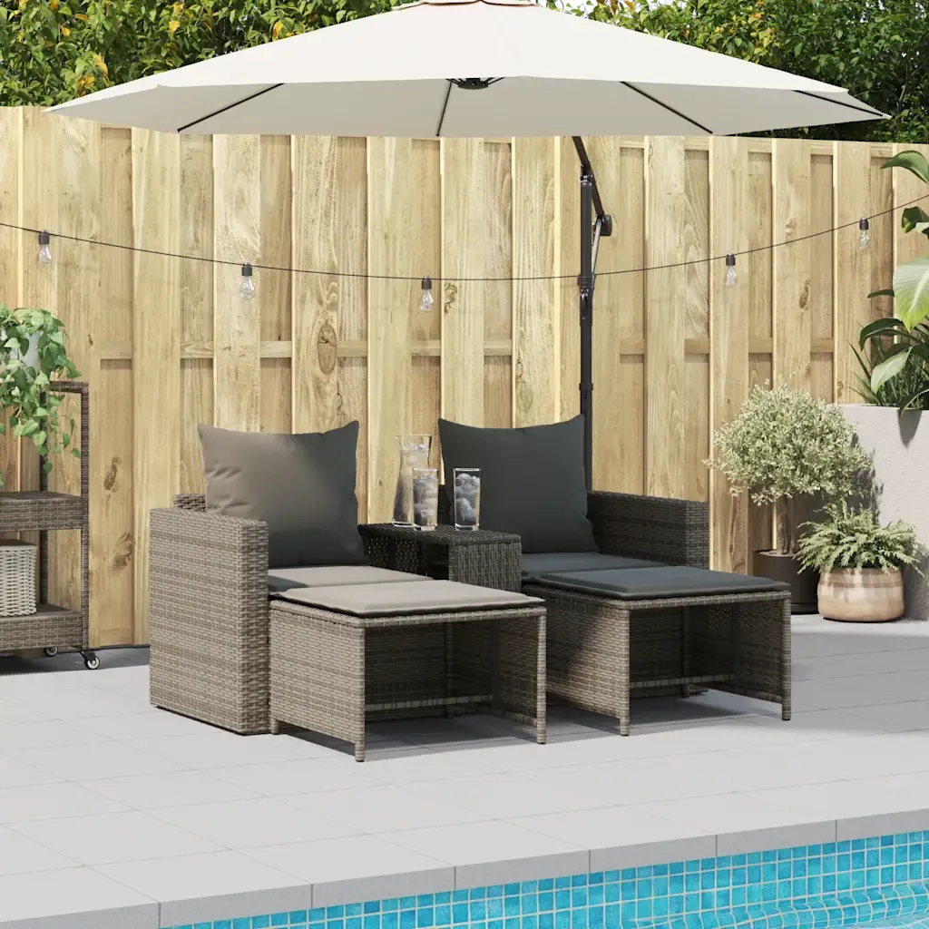 Set Divano da Giardino 5 pz con Cuscini Grigio in Polyrattan 4104165