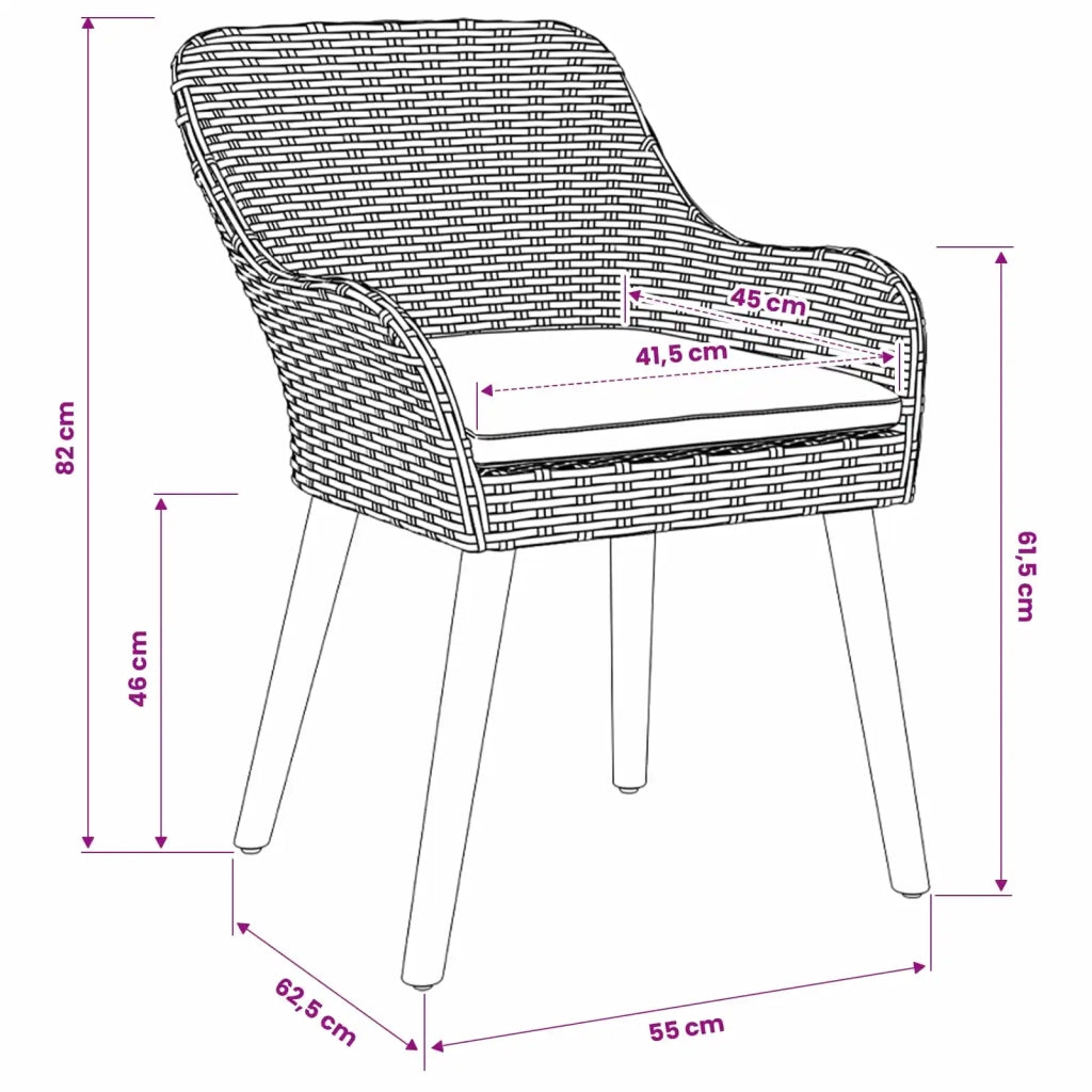 Set da Pranzo per Giardino 5 pz Grigio chiaro polyrattan 3261715