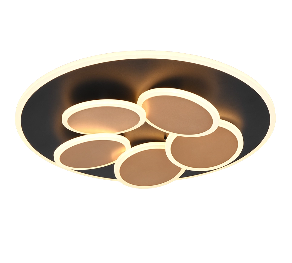 Plafoniera LED, metallo, nero e oro, D 50 cm, Mandala