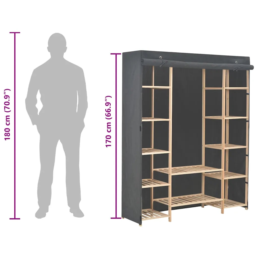 Armadio Grigio 135x40x170 cm in Tessuto 248197