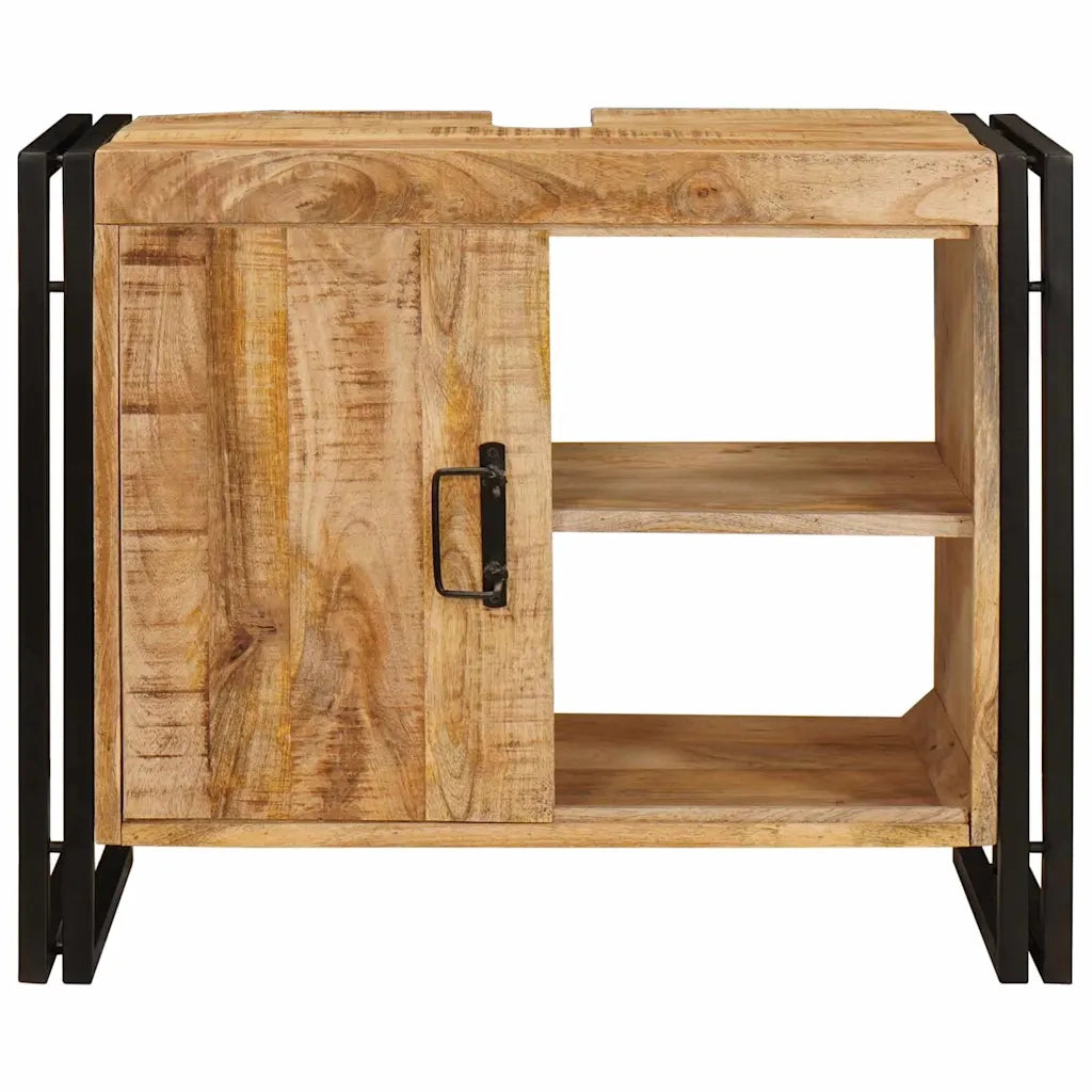 Mobile da Bagno | Armadio sottolavello con porta Marrone Legno di mango massello