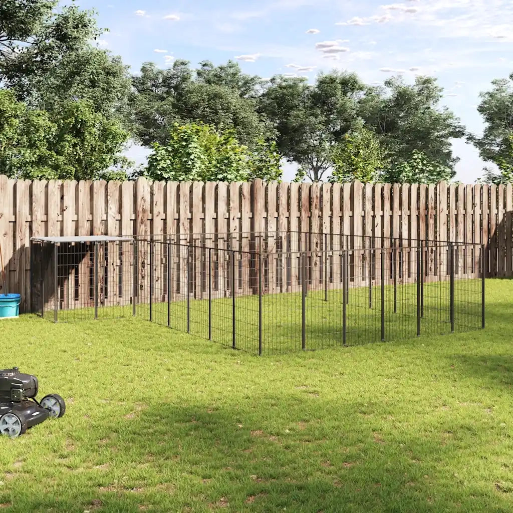 Gabbia per Cani Nera 15,73 m² in Acciaio 3082227