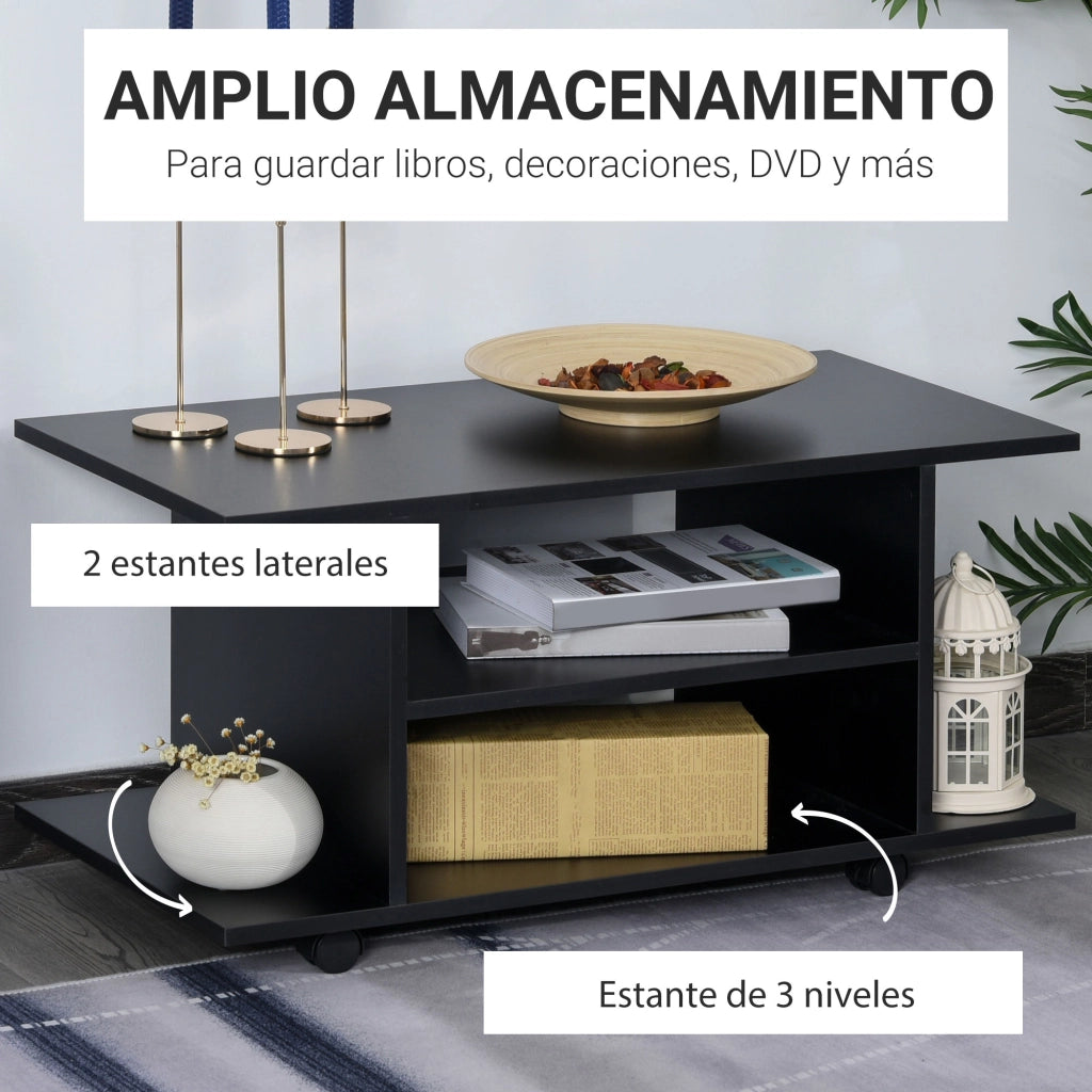 Mobile TV con Ruote ¨C Minimal ¨C Nero 80x40x40 cm