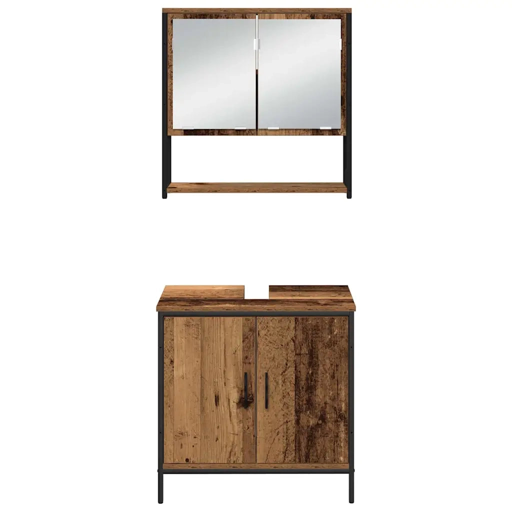 Set di mobili per il Bagno | Armadio da bagno 4 pz Marrone 33 x 33 x 185.5 cm