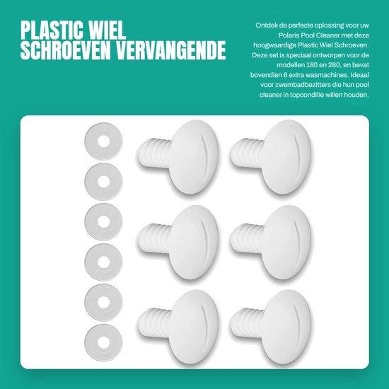 Set di Viti di Sostituzione - 6 pezzi - Bianco - ABS/PC - Adatto per Pulitore di Piscina Polaris