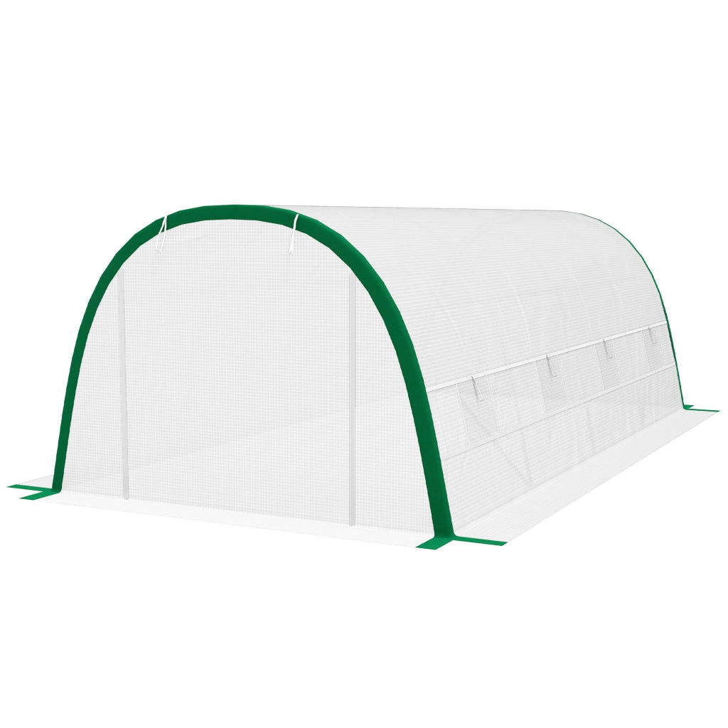 Serra da Giardino Tunnel ¨C Minimal ¨C 6x3x2 m, 18 m2, 8 Finestre, Porta a Zip, Acciaio Galvanizzato, Telo in PE, Bianco