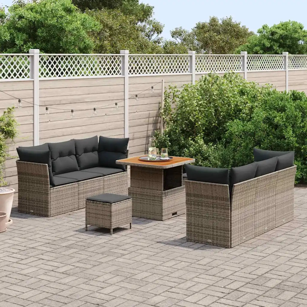 Set Divano da Giardino con cuscino 9 pcs Grigio polyrattan 3363388