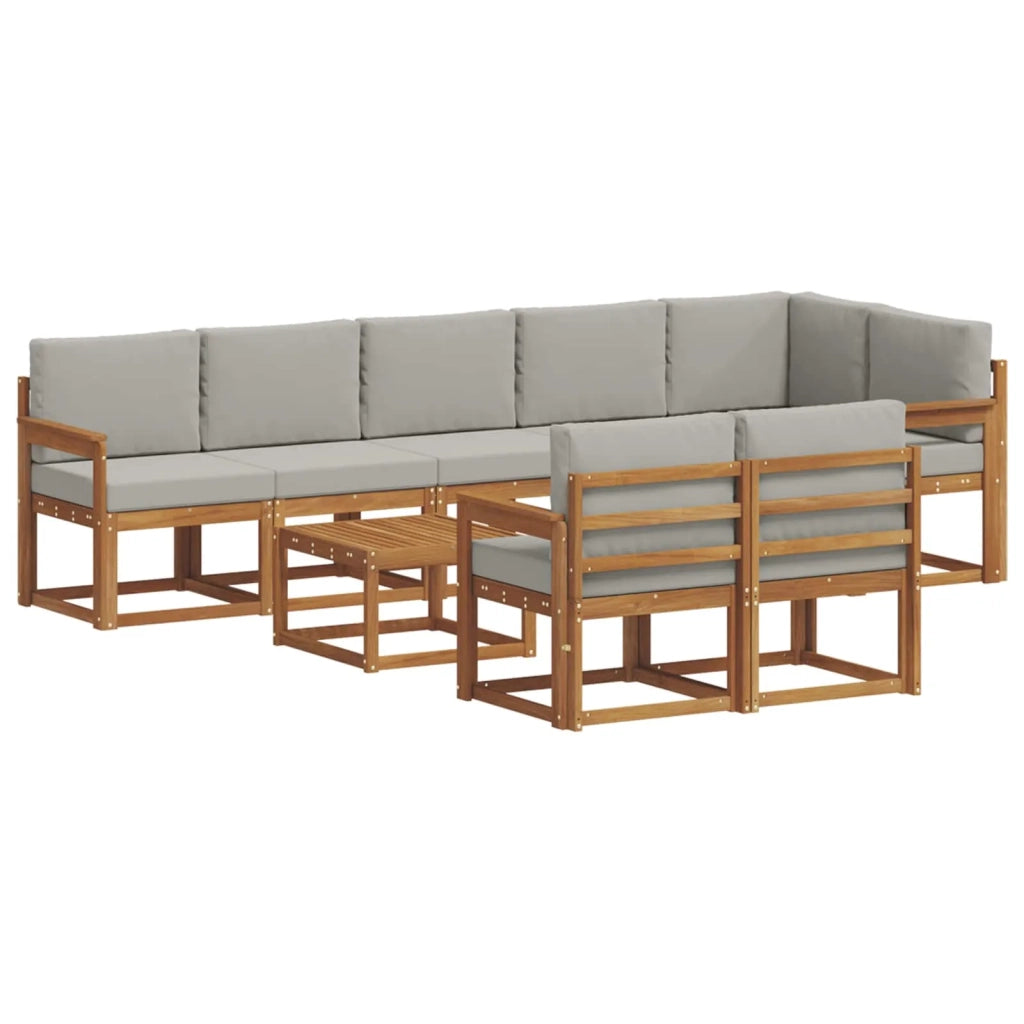 Set di divani da esterno 9 pcs Grigio Naturale e Chiaro 3366594