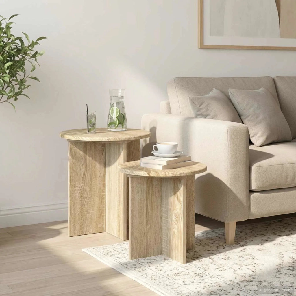 Set tavolini 2 pz Rovere Sonoma Ø 45 x 45 cm 8001012