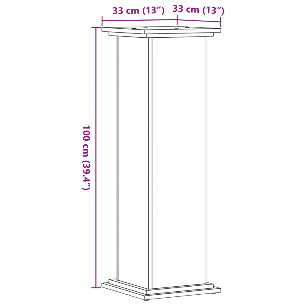 Supporto per Piante Grigio 33x33x100 cm in Truciolato 852981
