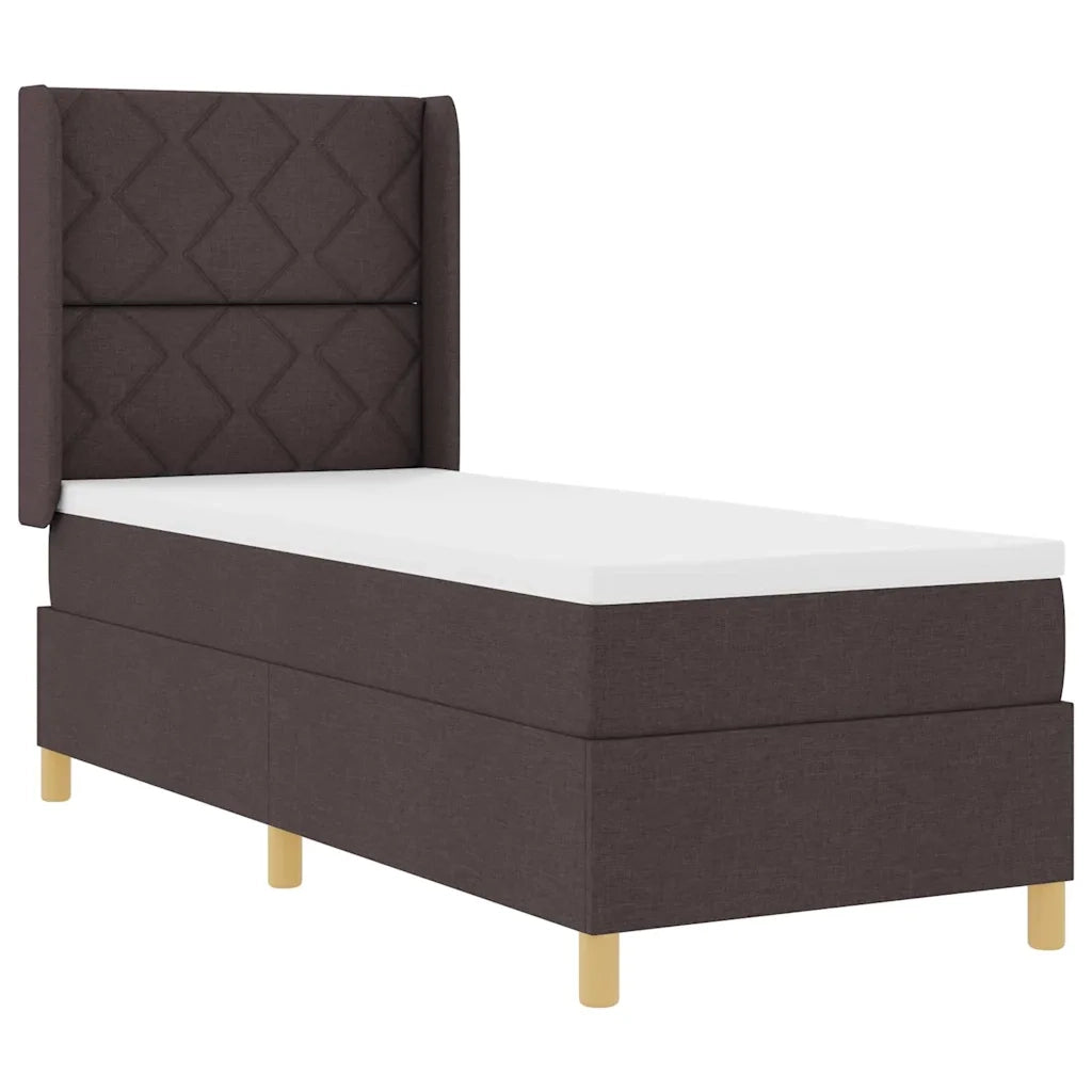 Letto a molle con materasso Marrone Scuro 80 x 200 cm Tessuto