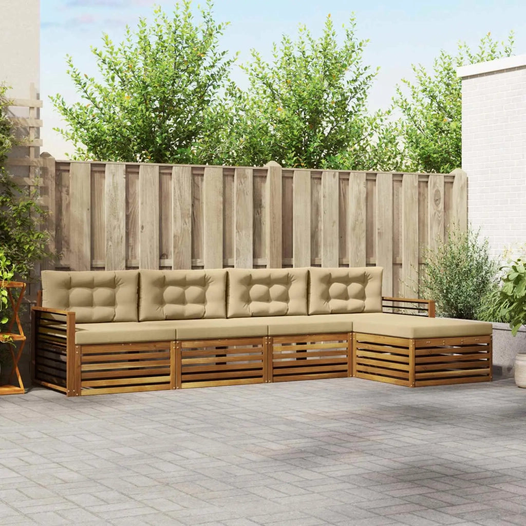 Set di divani da esterno con cuscino 5 pcs Naturale e Beige 3373313