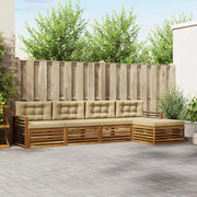 Set di divani da esterno con cuscino 5 pcs Naturale e Beige 3373313