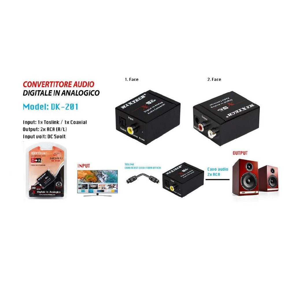 Trade Shop - Convertitore Unidirezionale Audio Da Digitale Coassiale A Analogico L/r Maxtech Dk-201 -