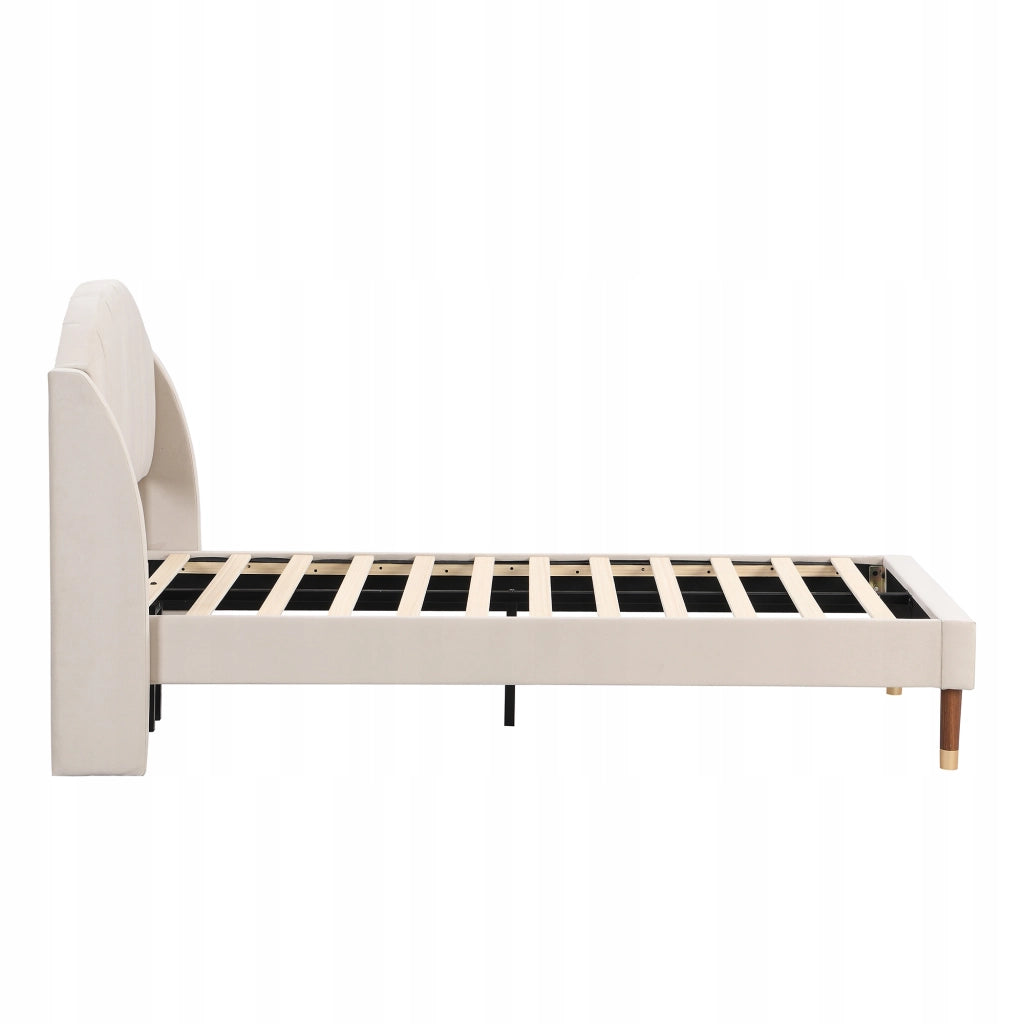 Letto imbottito 90x200 - Xylo - Beige, velluto