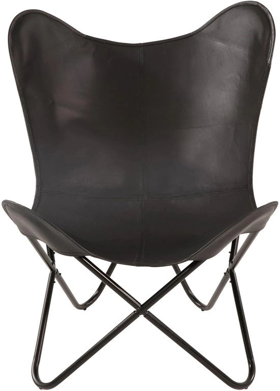 Sedia a forma di farfalla - 75x75x87 cm - Pelle di capra - Nero