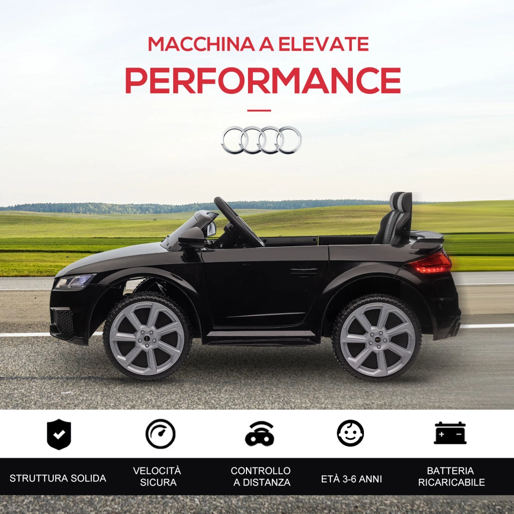 Macchina Elettrica per Bambini AUDI TT ¨C Xylo ¨C 3-5 Anni con Telecomando e LED Nero