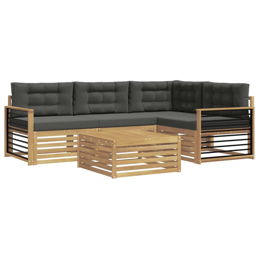 Set di divani da esterno 6 pz Bianco e Antracite Poliestere 3390457