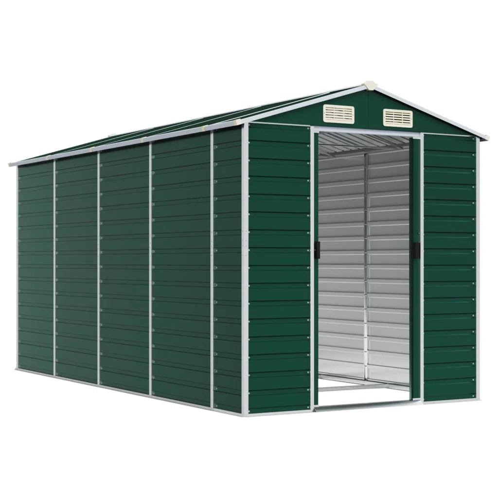 Casetta da giardino cabina ripostiglio casetta da esterno robusta casetta per attrezzi 191 x 385 x 198 cm acciaio zincato verde 02_0022350