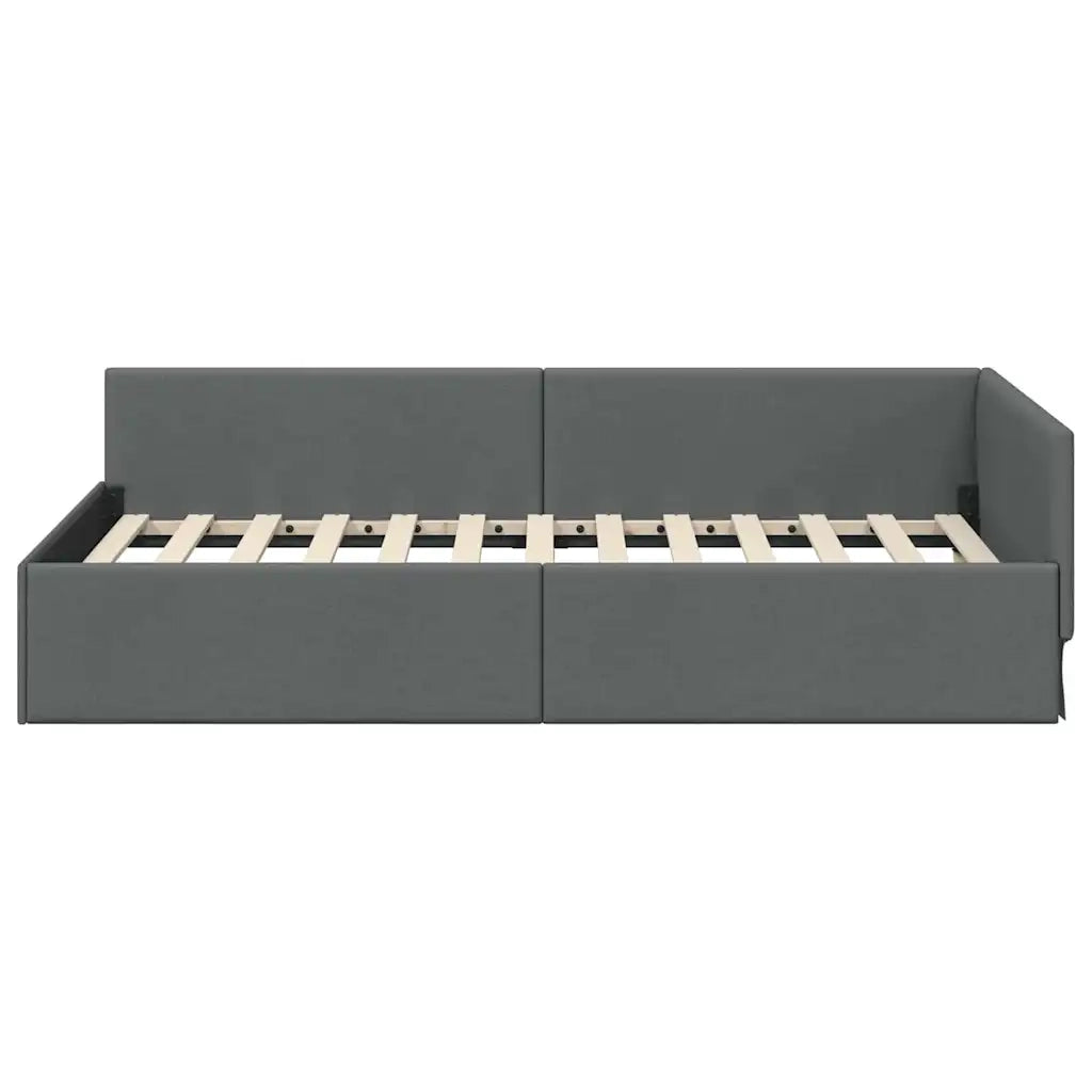Cornice del letto ad angolo Grigio scuro 80 cm x 200 cm Tessuto 42016028