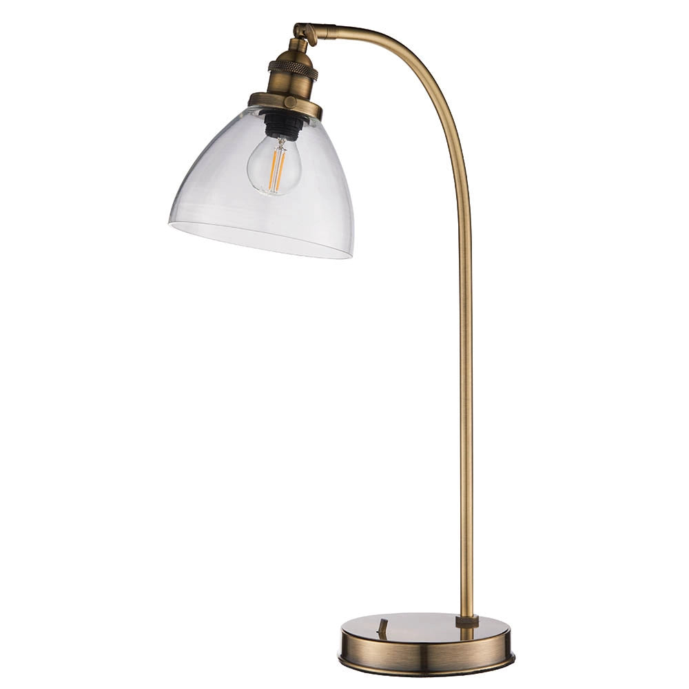 Lampada da tavolo industriale ottone antico E14 Endon