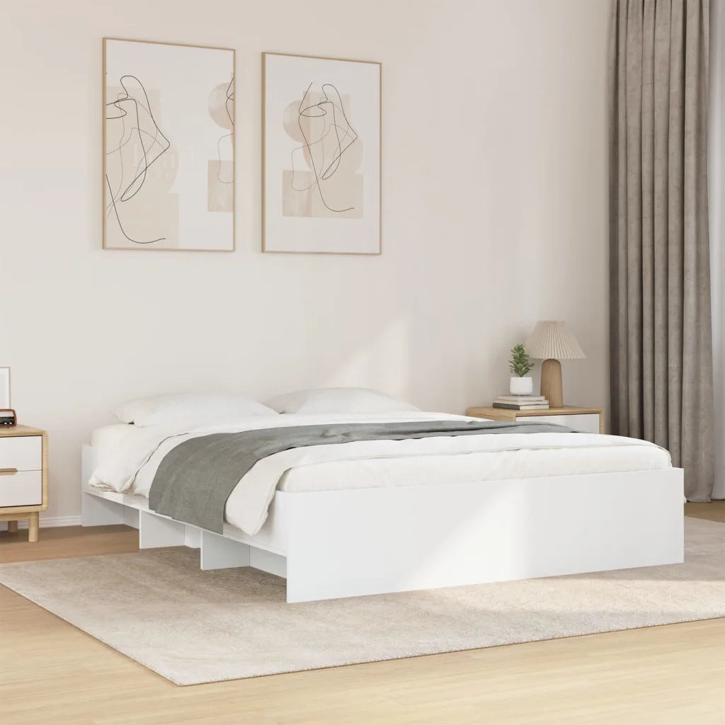Letto matrimoniale | Letto per adulti | Giroletto senza Materasso Bianco 160x200cm in Legno Multistrato