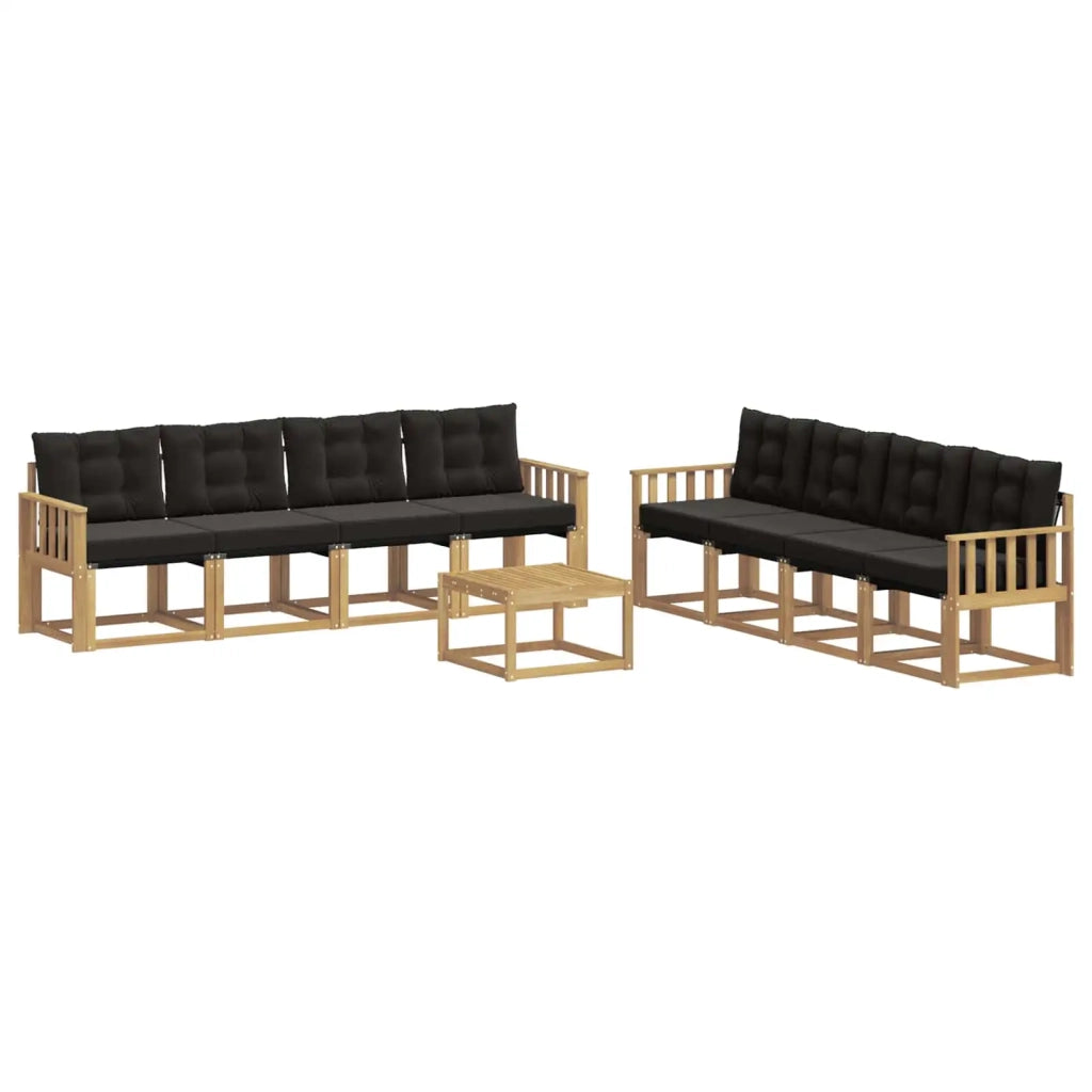 Set di divani da esterno con cuscino 9 pcs Bianco e Nero 3389330