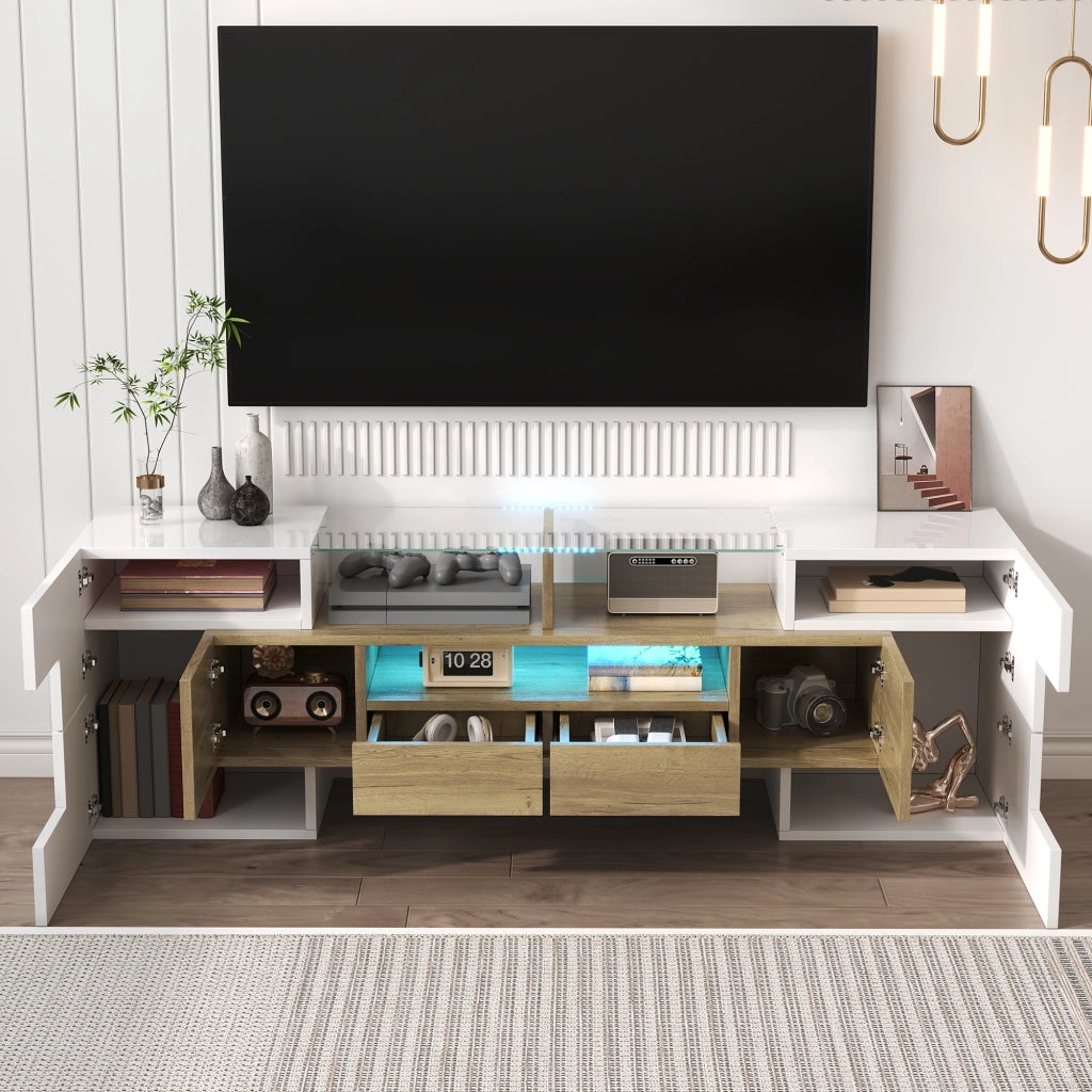 Mobile TV elegante - Zephmum- 145 cm- bianco lucido- LED design moderno