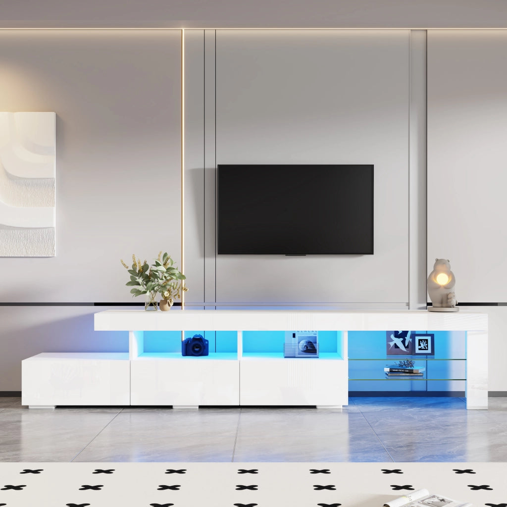 Cassettiera TV bianca lucida in MDF lunghezza 180 cm
