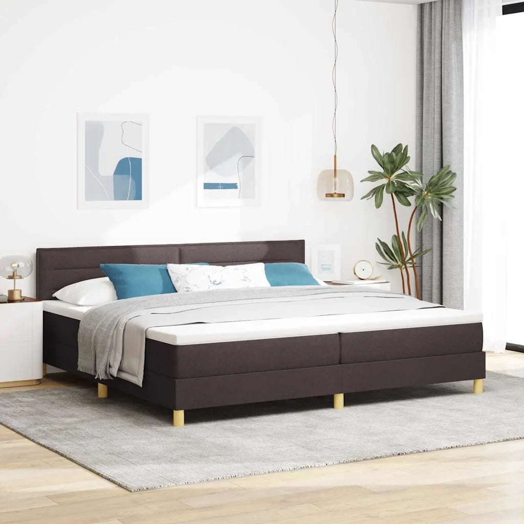 Letto a molle con cuscino Marrone Scuro 200 x 200 cm Tessuto 3338870