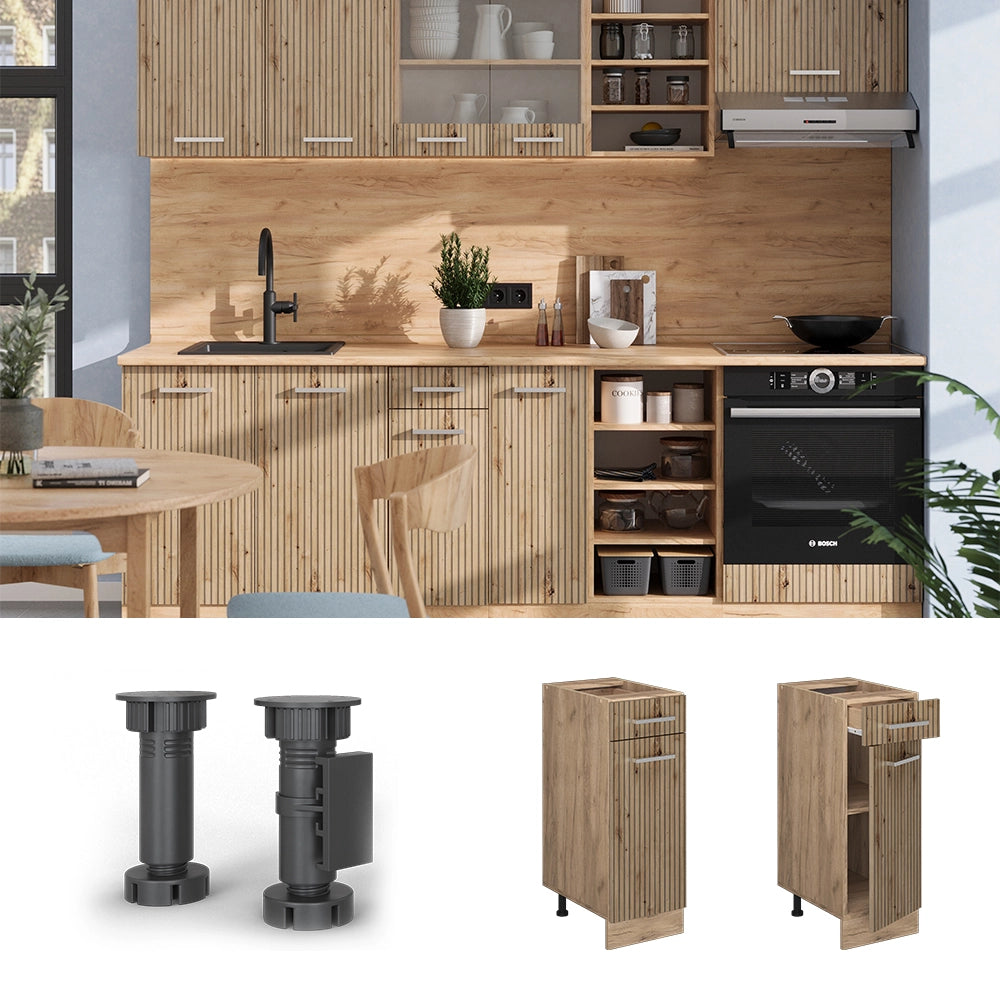 Vicco Mobiletto base per cucina Rovere artigianale 30 cm , PL Antracite