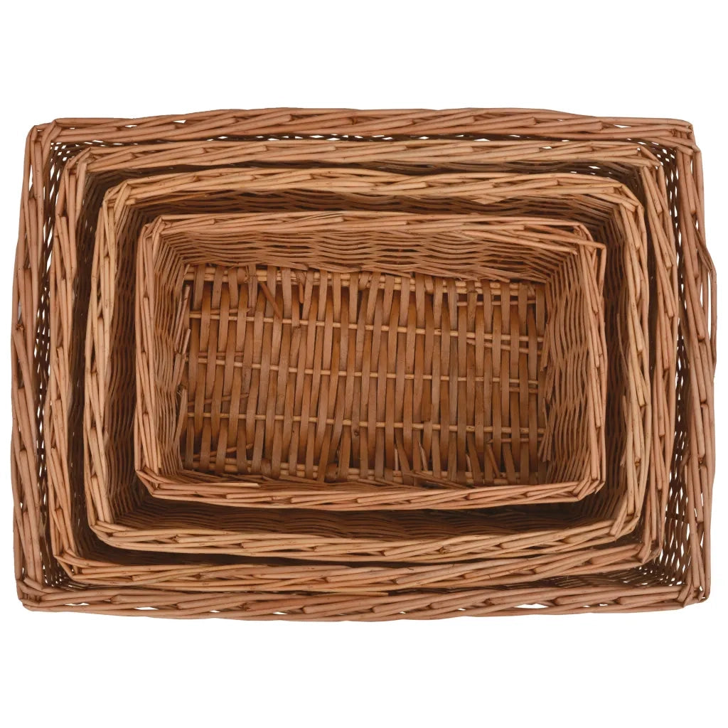 Set Cestini Impilabili 4 pz Marroni in Salice 286980