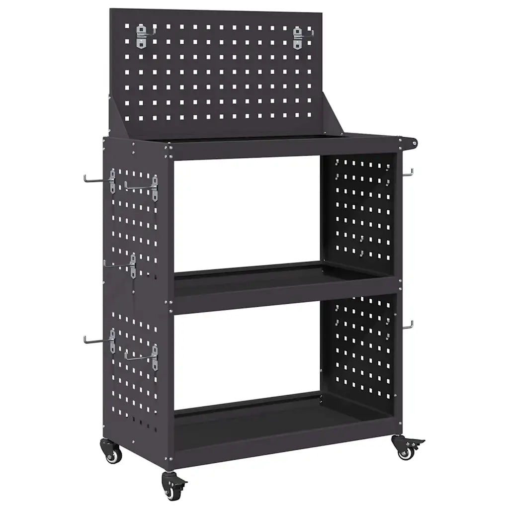 Carrello per Attrezzi con lo scaffale Nero 65 x 35 x 111 cm 874546