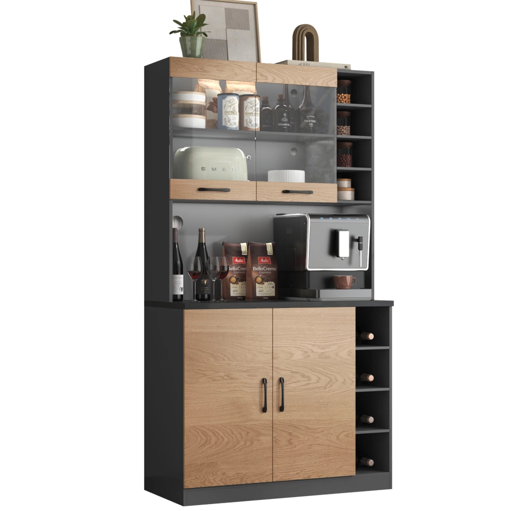 Mobile Cucina con LED ¨C MINIMAL ¨C Legno, Ripiani Regolabili, 100x47x187 cm
