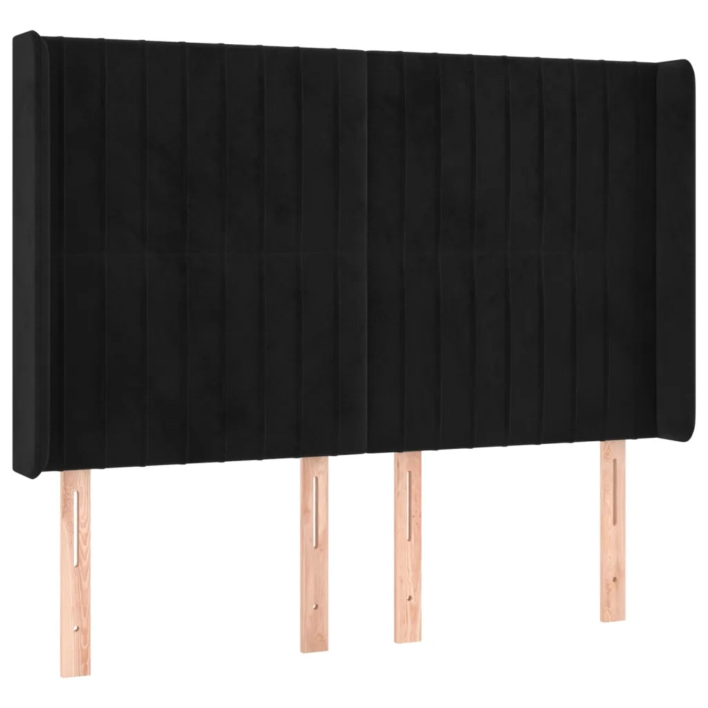 Testiera ad Orecchio-Testata con Orecchie Nera 147x16x118/128 cm in Velluto 687593
